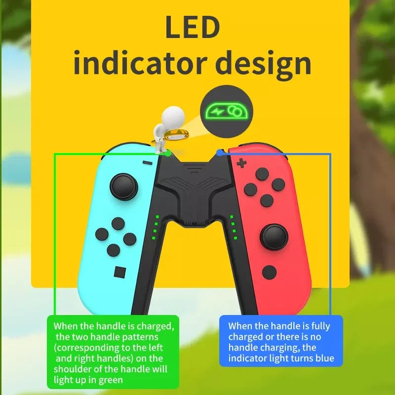 2023 Charging Grip Bracket for Nintendo Switch Joycon Controller Handle Grip Holder Charging Station with LED for NS OLED Joycon