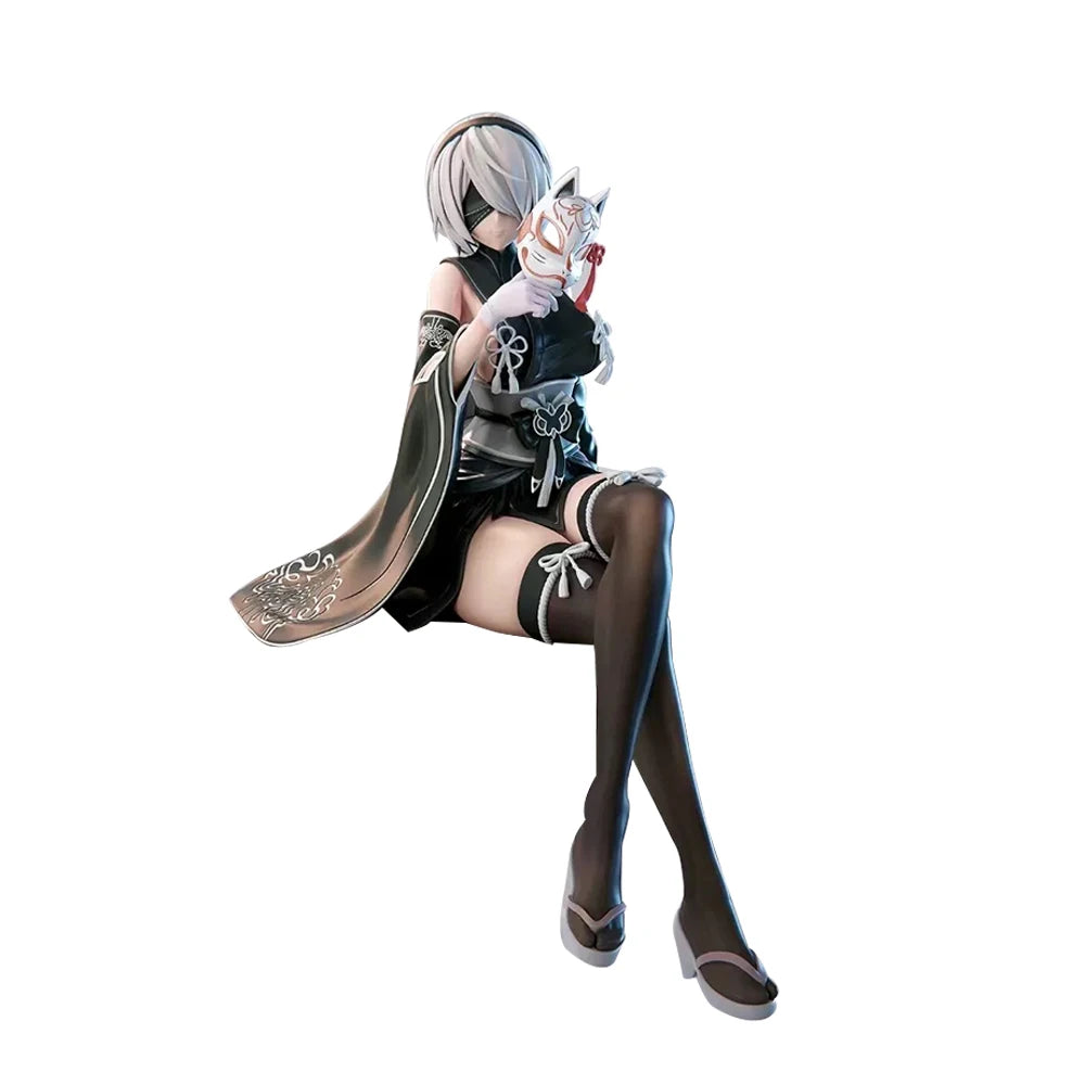 Game Figure 2B sitting action figures YoRHa Type A kimono 2A figurines Doll PVC Models Toys Adult Collection Statue Gifts 21.5cm