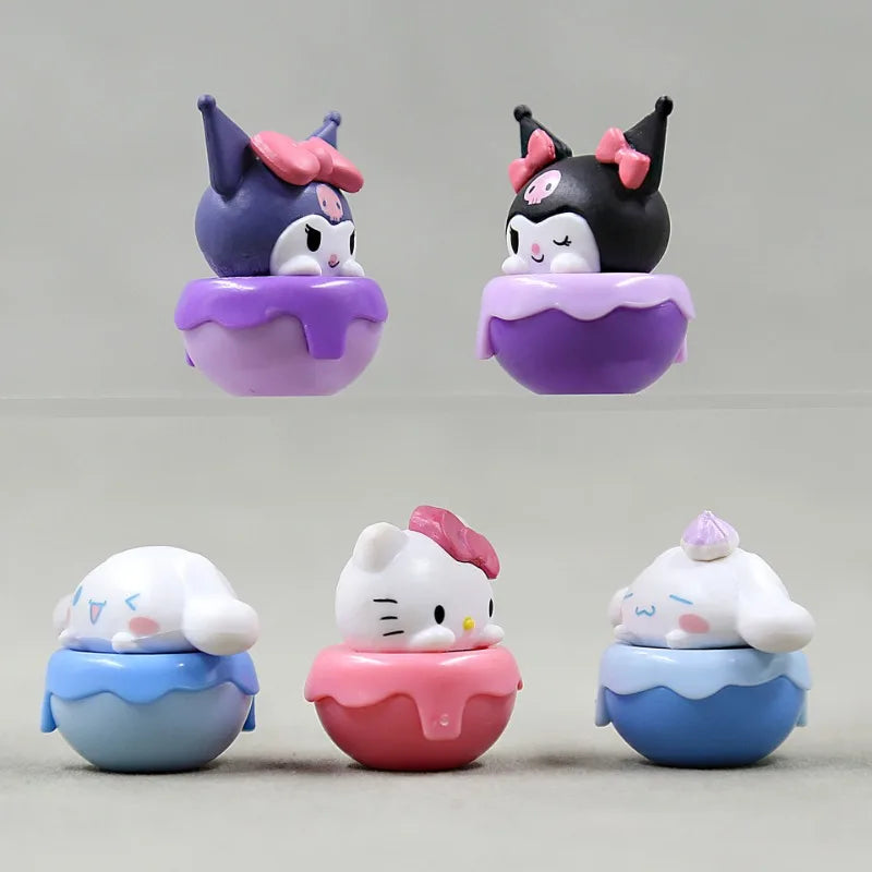 Sanrio Hello Kitty Mini Decoration Doll Anime Figure Kuromi Q Figural Cute Toy Car Cake Decoration Model Children Birthday Gifts