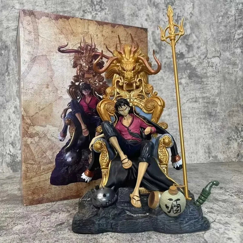 34 cm große One Piece Monkey D.Luffy Anime-Figur, Modellspielzeug, PVC, Vier Kaiserthron, GK-Statue, Puppe, Sammlerstück, Geschenk