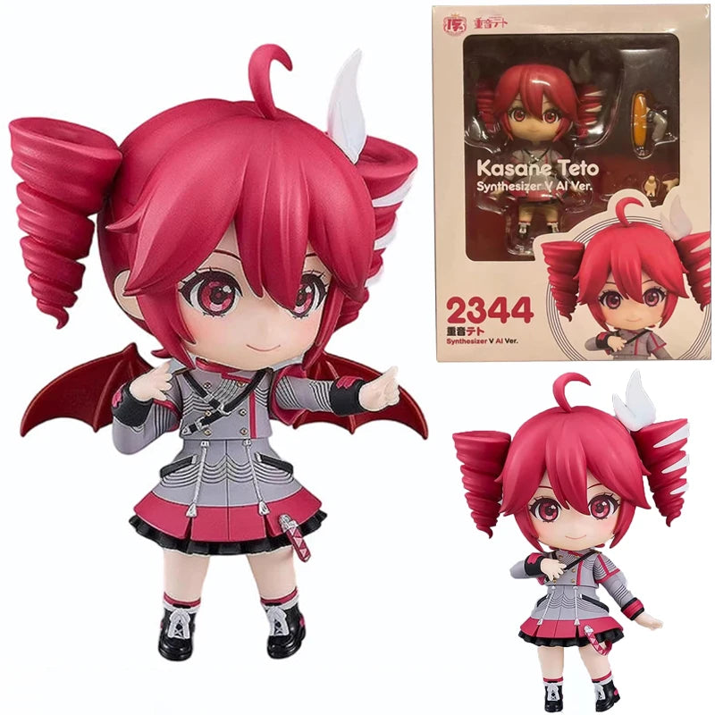 10cm Kasane Teto Action Figures Anime Q Version PVC Doll Model Toy Cosplay Figurine Stand Model Desk Display Decor Standing Gift
