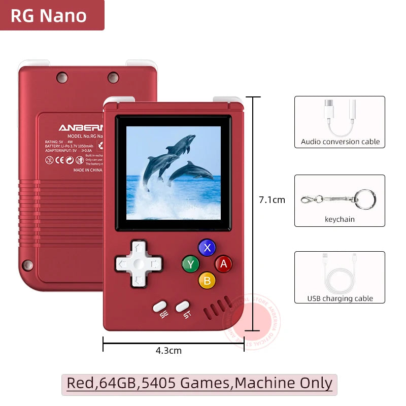 ANBERNIC G Nano Handheld Game Console Portable Retro Video Games Consoles Hand Held Aluminum Alloy CNC Music Player 1.54Inch IPS