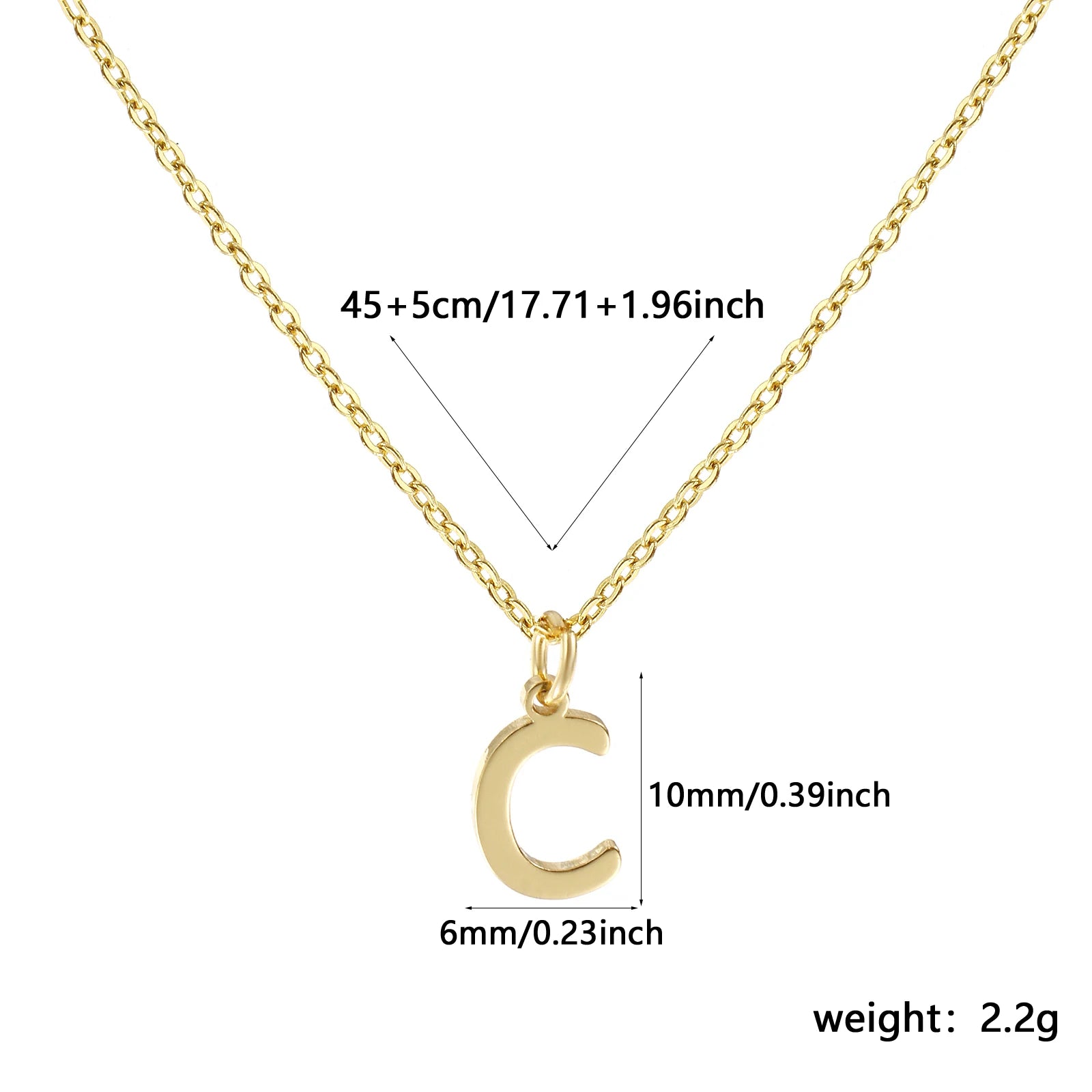 Brass " A-Z " Minimalist Capital Pendant Necklace 18K Real Gold Plated Alphabet Initial Letter Name Jewelry For Women Gift