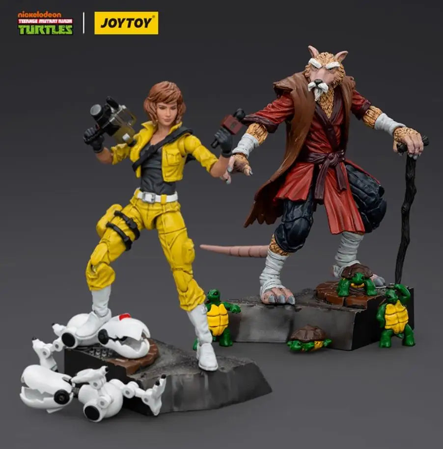 Original JOYTOY Tmnt Splinter April O'Neil Action Figure 1/18 Teenage Mutant Ninja Turtles Collection Decora Customized Toy
