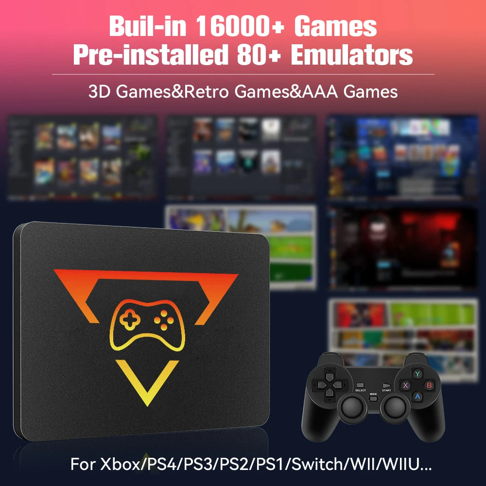 PlayZone 1TB Portable External Game SSD Handheld Game Console For Xbox/PS4/PS3/PS2/Switch Built-in 16000 Games For Win PC/Laptop