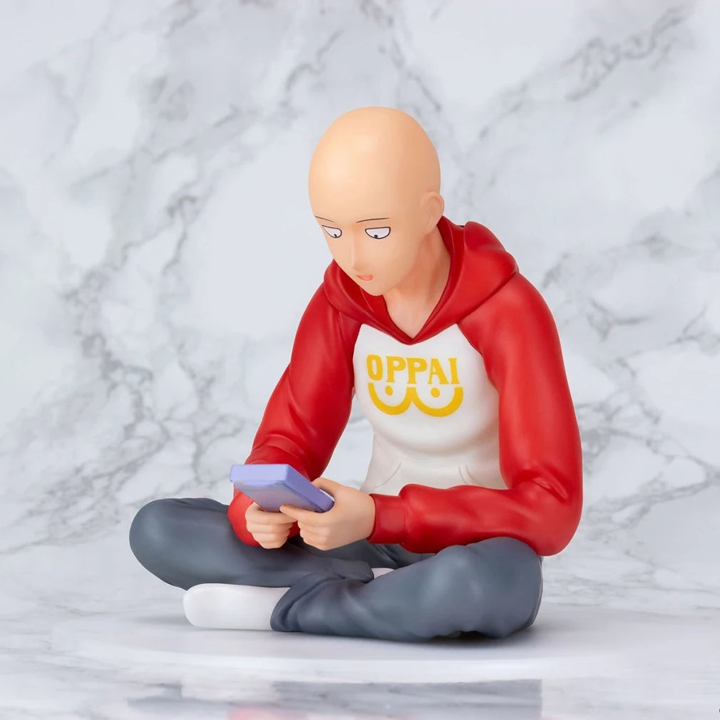 Anime figures Saitama saitama statue figure sitting pose pvc model saitama action figure noodle stopper ornaments birthday gifts