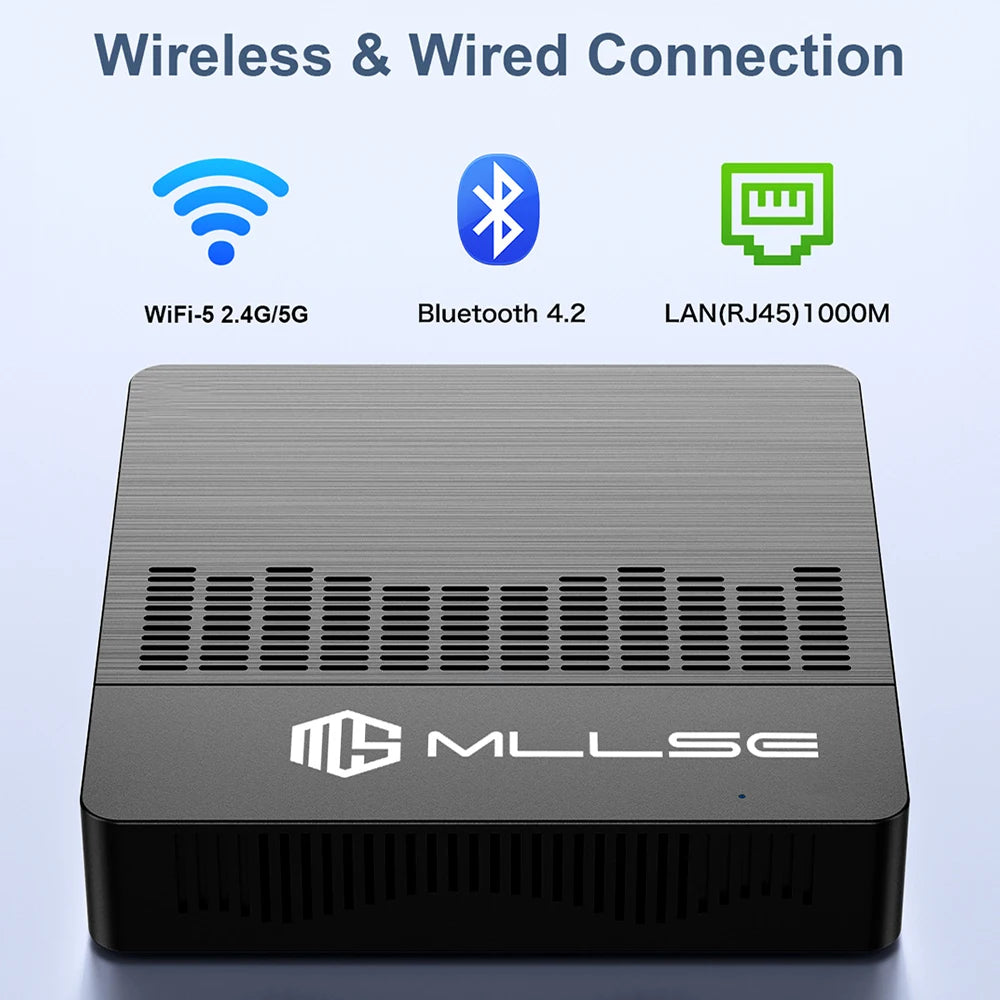 MLLSE M2 Air Mini PC Intel Gemini Lake N4000 6GB RAM 128GB SSD Dual-Band WiFi(2.4G & 5G) BT4.2 Win11 Mini Desktop Computer