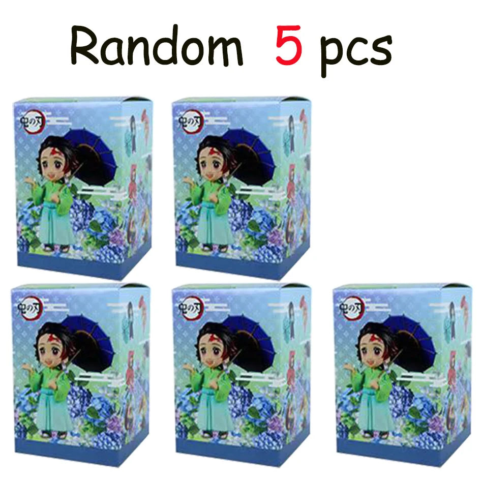 6pcs Q Version Demon Slayer Sitting Ghost Doll Tanjiro Nidouzi Inosuke Zenizu Toy Figural PVC Model Gift