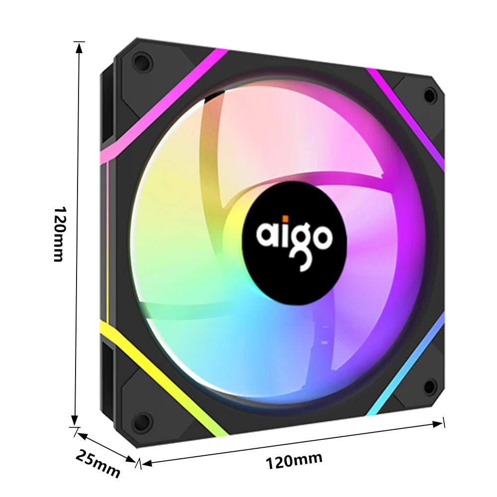 Aigo AM12 RGB-Lüfter für PC-Steuerung, 120-mm-Computergehäuse-Lüfter-Kit, 6-poliger Wasserkühler, CPU-Lüfter, Argb-12-cm-Lüfter