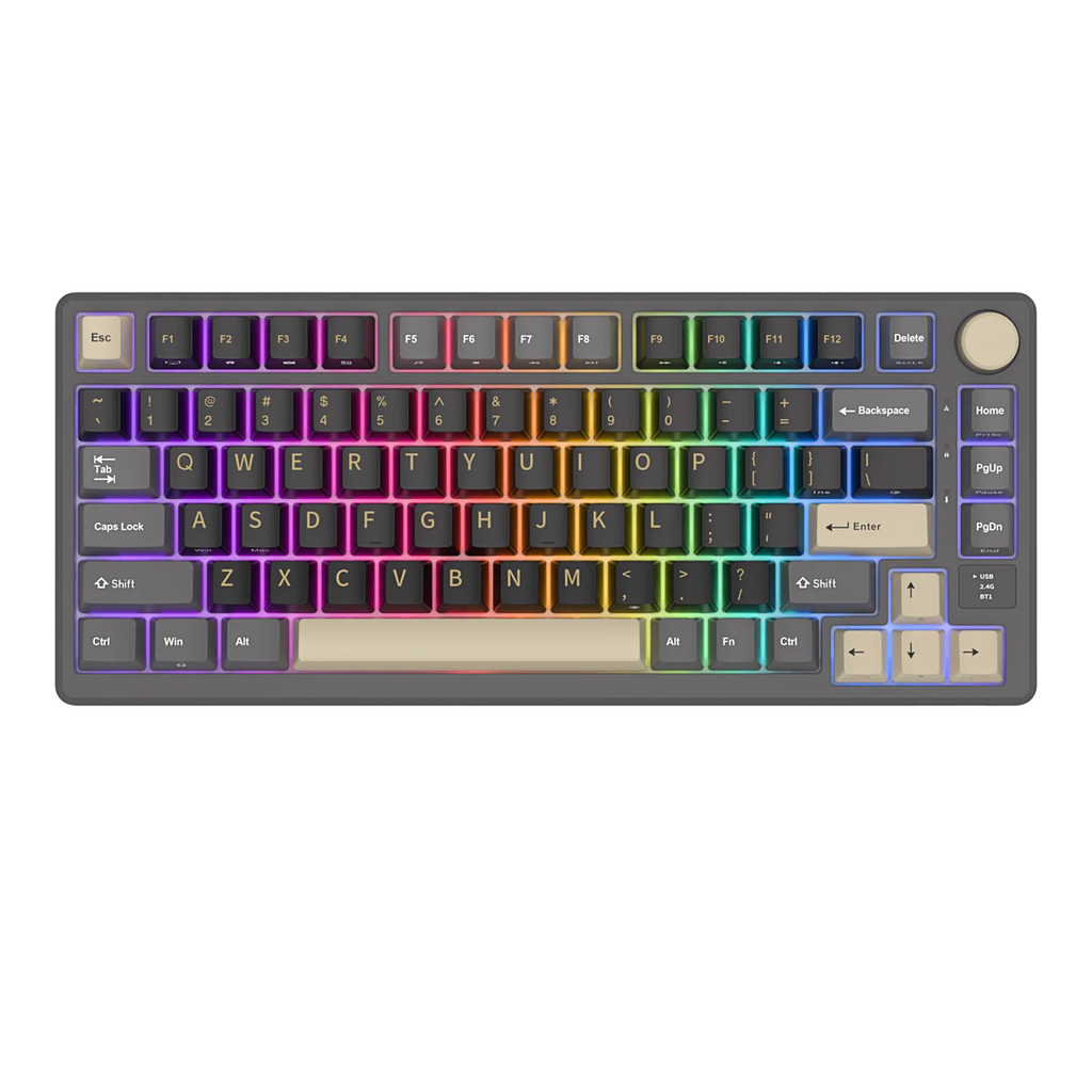 RK ROYAL KLUDGE M75 Gasket Mechanische Tastatur 2,4G Wireless/Bluetooth/USB 75 % RGB Hot-Swap-fähige Gaming-Tastatur mit Display
