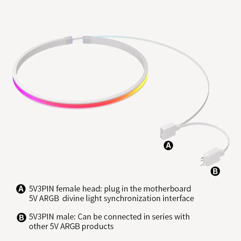 COOLCIRC 40cm LED Strip Magnetic Computer Light Bar 5V/3PIN ARGB Motherboard Light-Strip Colorful Atmosphere DIY Lamp Bar for PC
