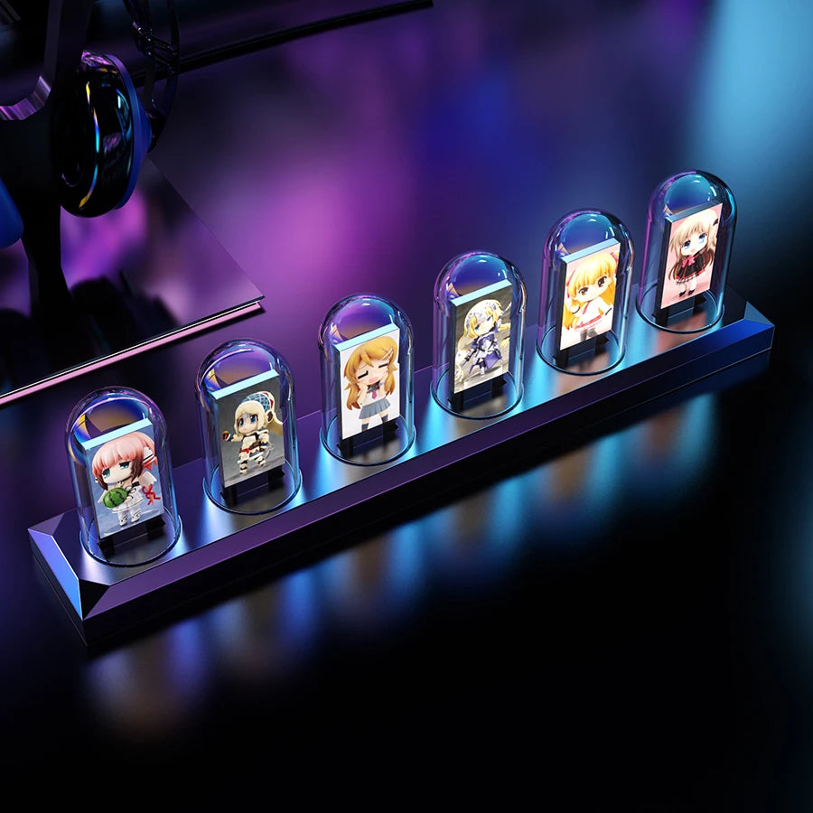 Nixie Glow Tube Clock Night Light RGB Color Tube IPS Display Screen Smart APP Control Ambient Lighting For Table Decor