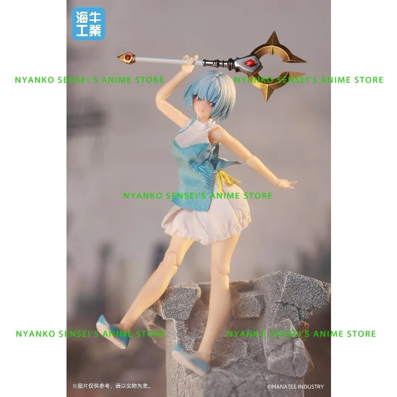 In Stock Sea Cow Industry 1/12 Scale 15cm MI-01 Desktop Battle Chronicles Inanna Blue Hair Action Figure Anime Model Collectible