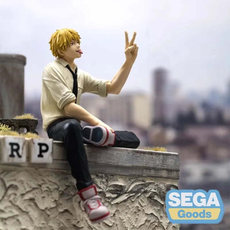 In Stock SEGA Chainsaw Man Denji Sitting Posture 14cm Premium Figure Anime Models Toy Doll Decorative Ornament Collectible