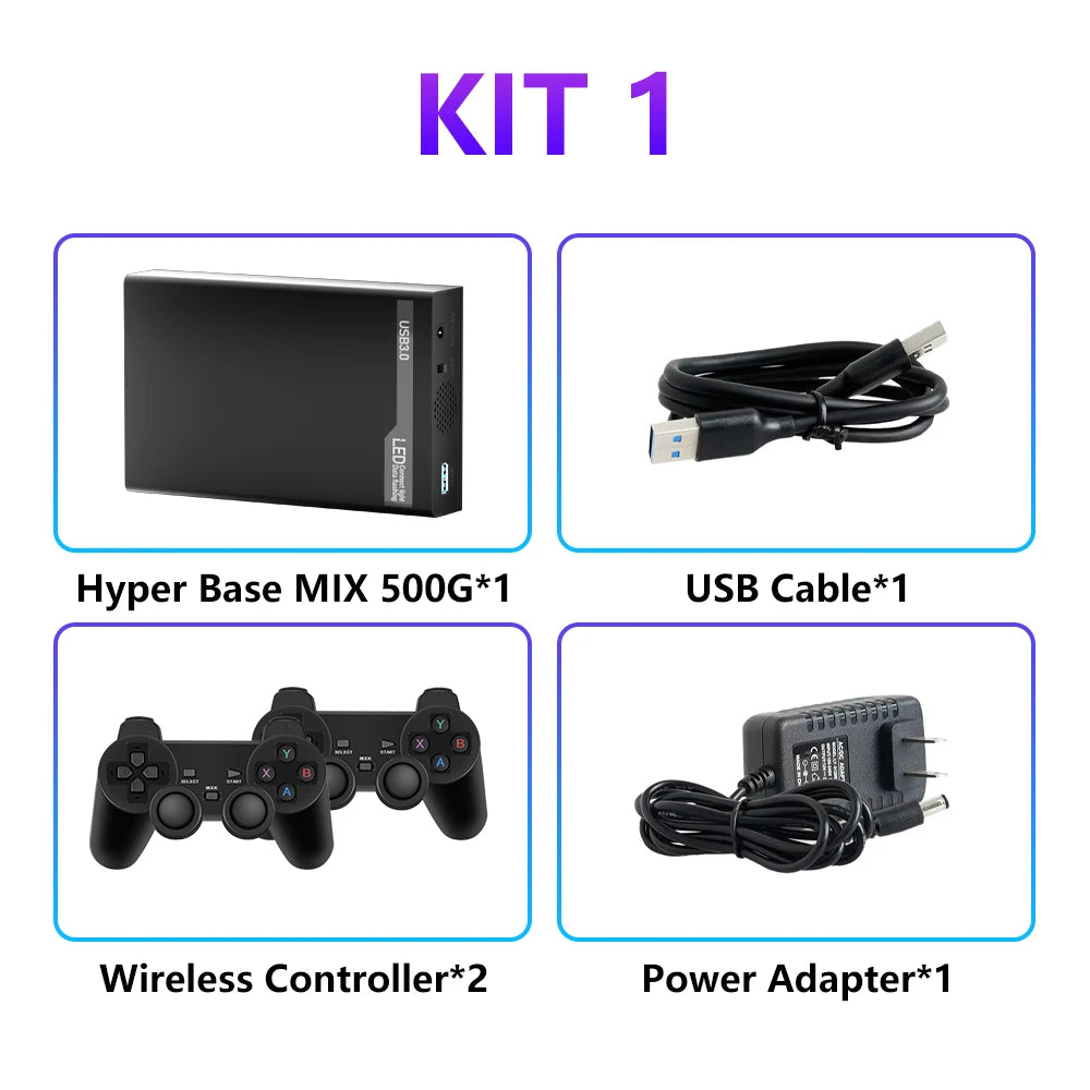 Mix 500G Hard Disk Drive Retro Gaming HDD&Game controller with 38200+ AAA&3D&Retro Games Retrobat&Launchbox&Playnite 50+Emulator