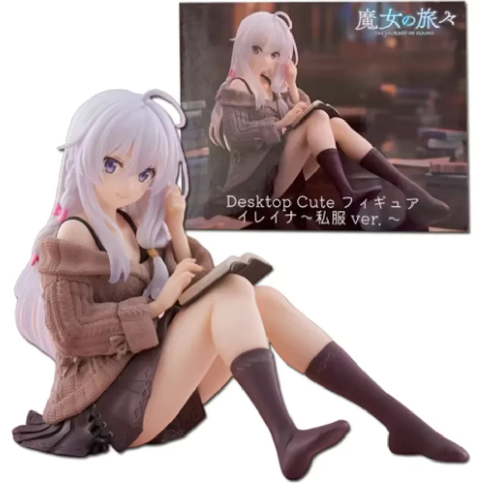 9cm Anime Wandering Witch: The Journey of Elaina Figure Elaina Knit Dress Sitting Posture Action Figure PVC Model Toy Collection