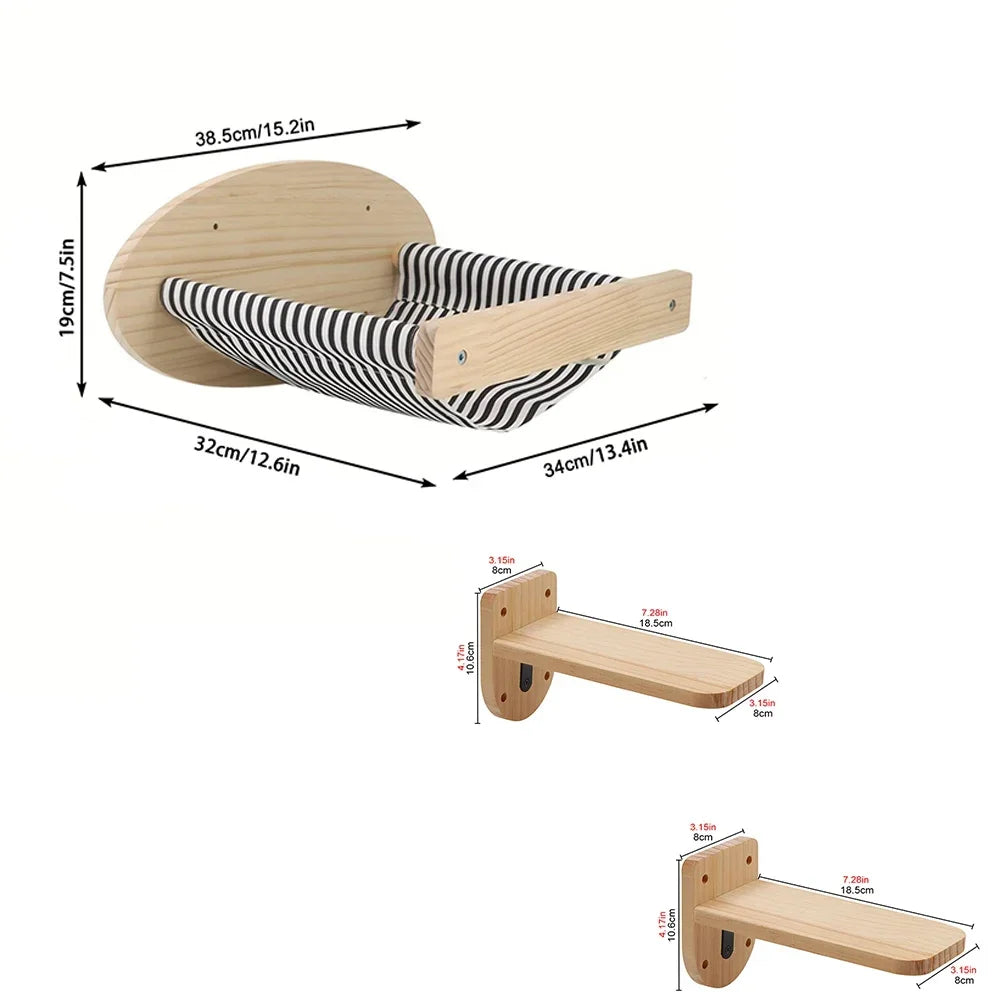 Cat Climbing Shelf Wall Mounted Cat Tree Tower Scratcher Hammock Sisal Stairs House Pet Furniture Cats Accessories Exercise Toy