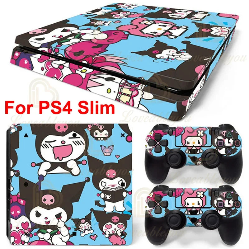 Gengar Stickers for SONY PS4 Pro Slim Console Pikachu Mew Full Body Skin Decals for PlayStation 4 Controller Gamepad
