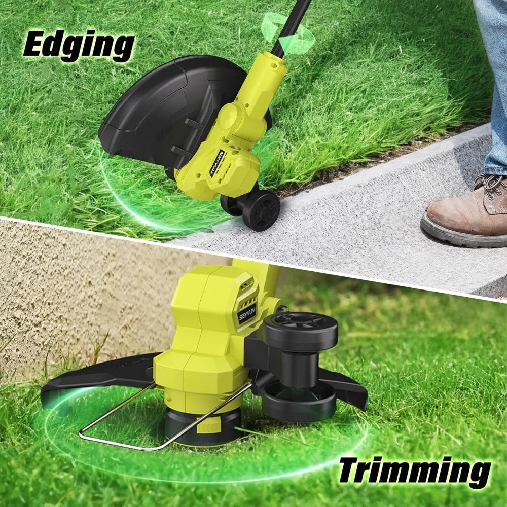 String Trimmer, 20V 12-inch Cordless Weed Wacker with Auto Line Feed, 2 X 2.0Ah Battery Powered Lawn Edger with 8 Pcs Grass Cut