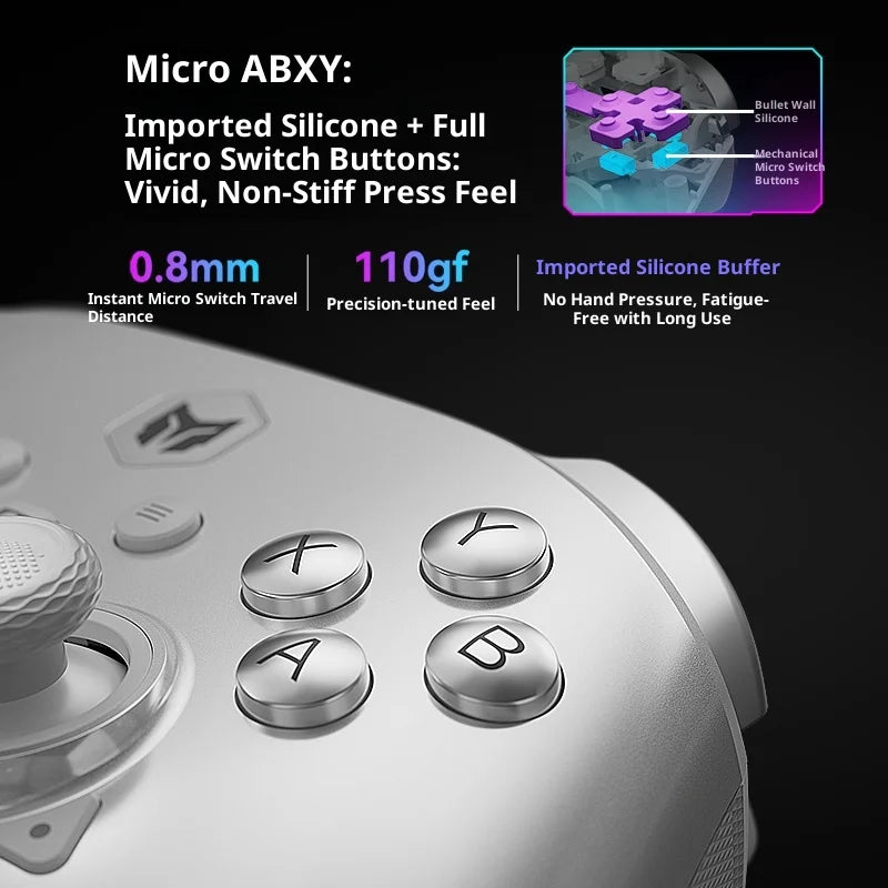 BIGBIGWON Rainbow3 Wireless Game Controllers Bluetooth with 1000mAh Battery Life Gamepads 3.5mm Audio Interface for PC Switch