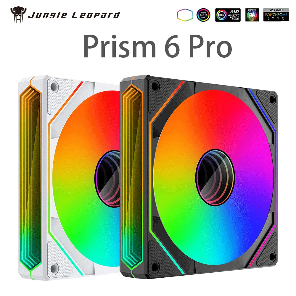 120mm ARGB CPU Fan - 3-Sided Infinite Mirror Lighting, 5V 3-Pin Cooling Fan for Gaming PC - Jungle Leopard Prism 6 Pro