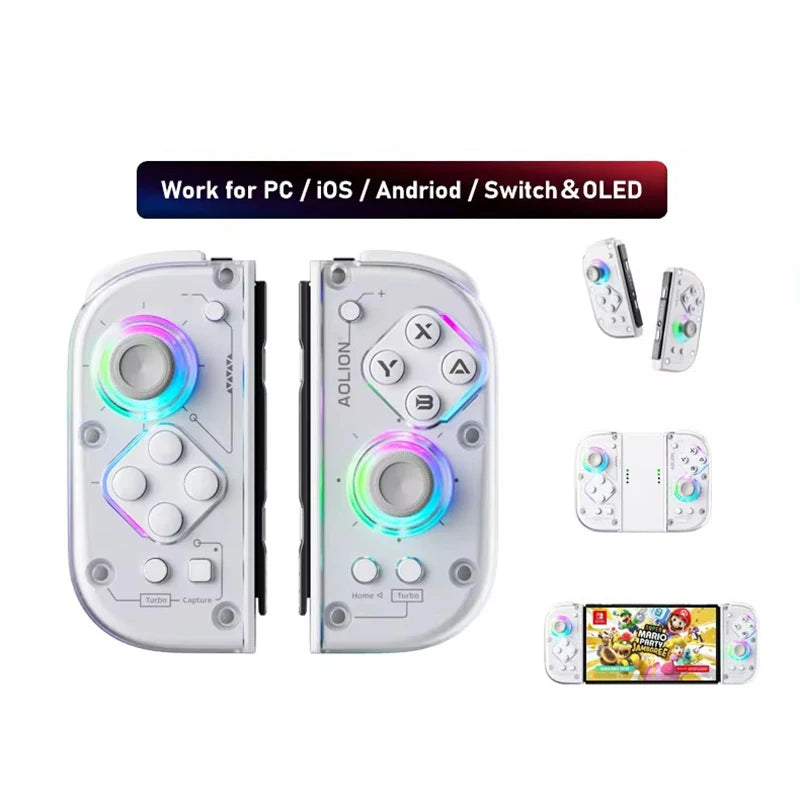 J20 BT 5.2 L/R JoyCon Gamepad For Nintendo Switch/Lite/Oled Joypad With RGB Light Game Controller Compatible With PC Android IOS