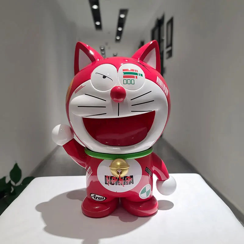 2023 New Kawaii Lucky Maneki-neko Doraemon Resin Mirror Plating Gk Toy Cute Desktop Decorative Birthday Gift For Store Opening