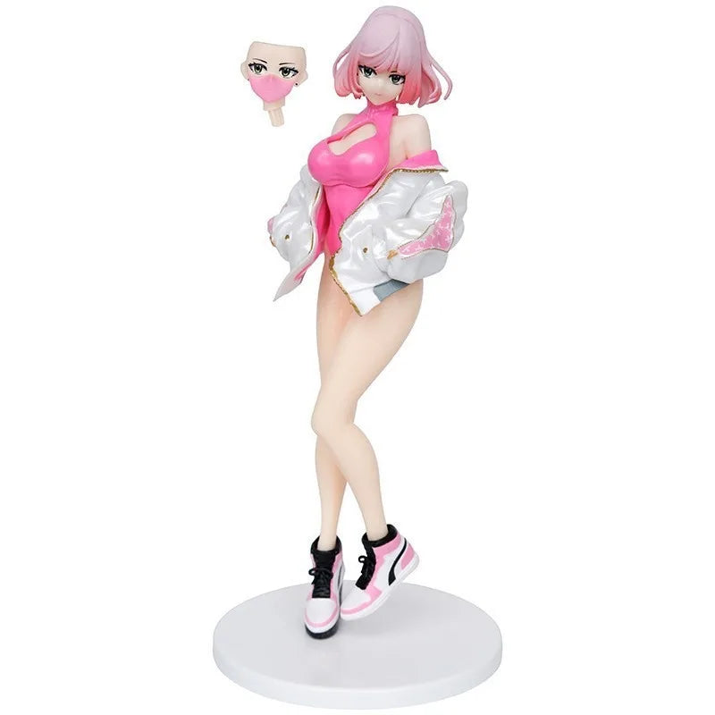 In Stock 22.Cm Luna Illustration By YD Anime Figure Sexy Black Pink Mask Girl Action Figure Pvc Collectible Model Doll Toys