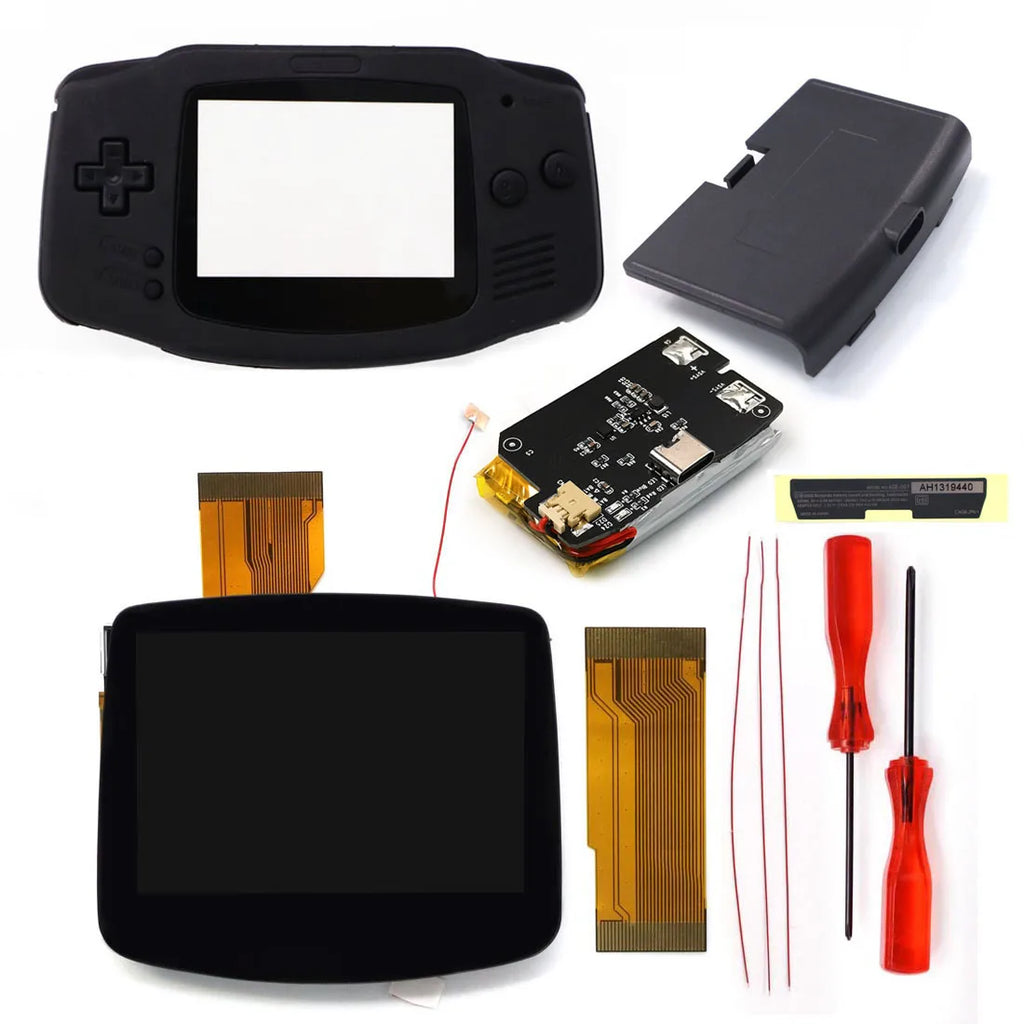Hispeedido TYPE-C 1800 mah Battery Drop in 3.0" V5 Laminated LCD display For GBA IPS highlight screen  w/ UV housing Shell