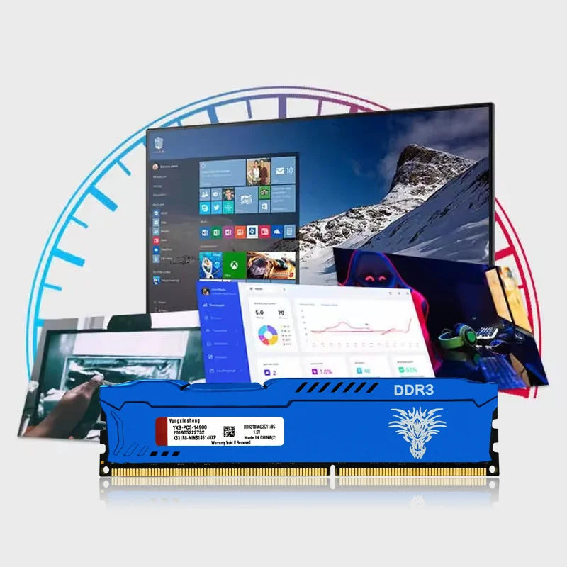 Blue DDR3 RAM 8GB 1600MHZ 1866MHZ 240Pin CL11 DIMMPC3-12800 PC Desktop RAM Memory 1.5V Computer parts memoria