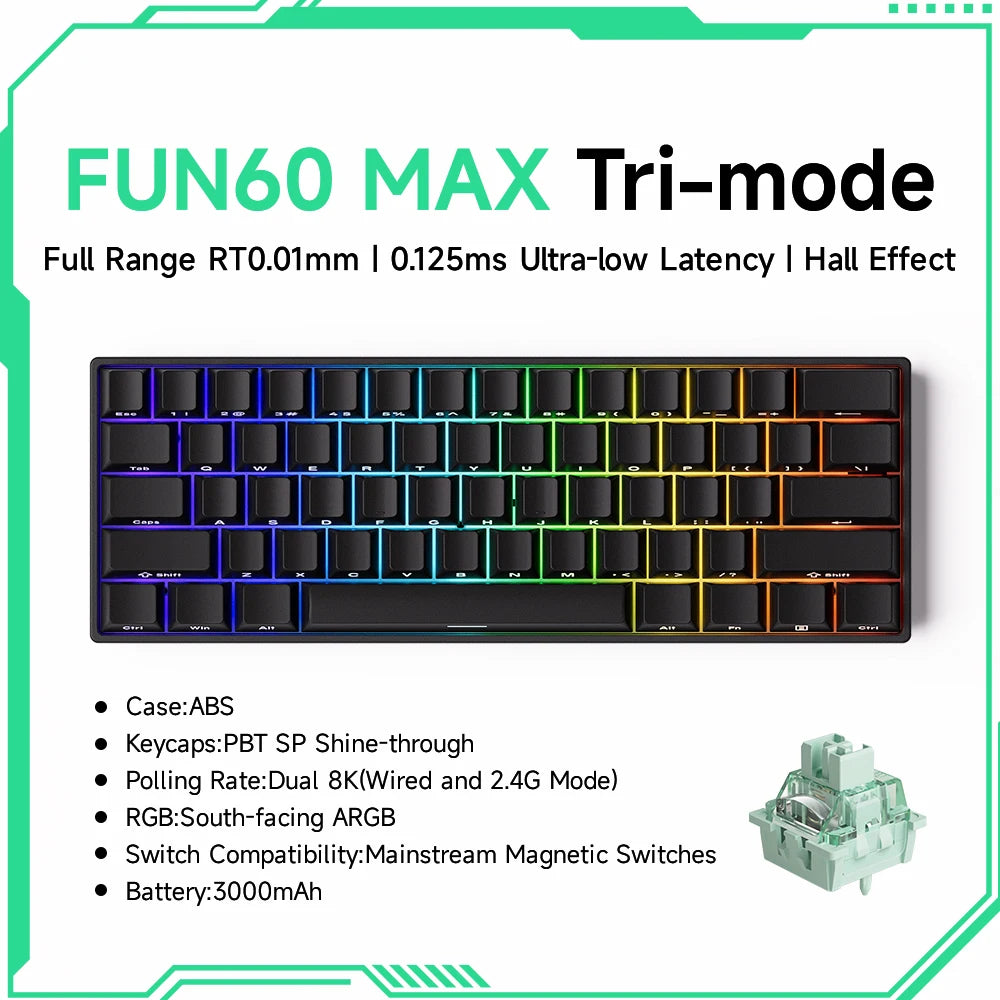 Akko MonsGeek FUN60 Mechanische Tastatur Magnetische Schalter 60% Gaming Tastaturen Schnelle Trigger 0,01mm 8K ARGB HE/TMR Custom Tastatur