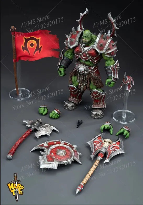 Auf Lager: Hero Toys 1/12 Sammelfigur WOW Ork Starker Krieger Elite Kukaron Puppen Komplettset 7-Zoll-Soldaten-Actionfigur
