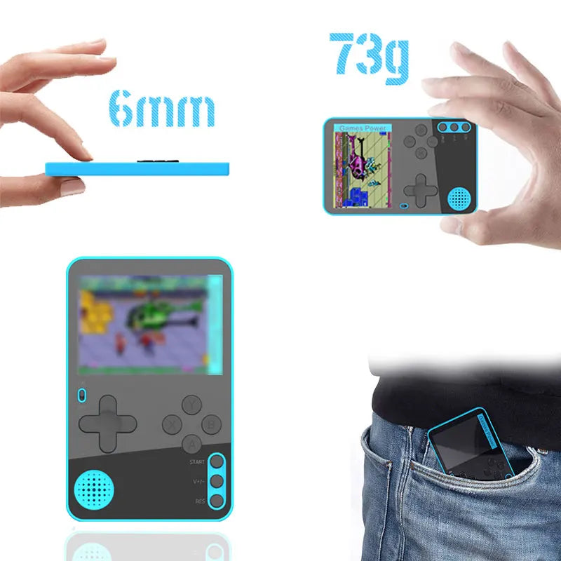 k10 Dünne Handheld-Spielkonsole 2,4 Zoll 500 klassische Spiele für Kinder und Erwachsene Ultra-Retro-Spielmaschine Tragbarer Taschenspiel-Player