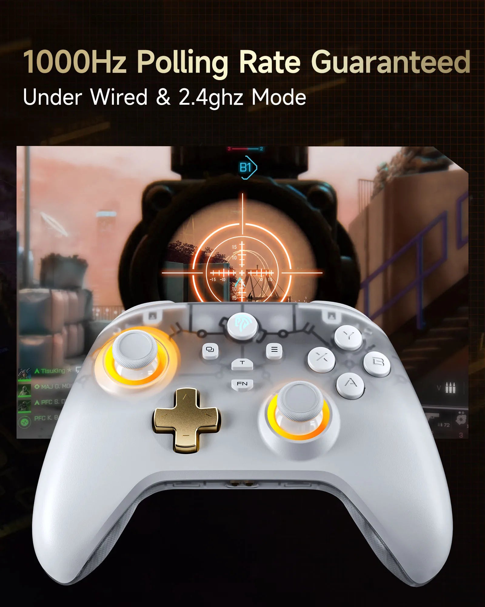 EasySMX D05 Wireless Gaming Controller Gamepad for PC/Switch/TV/Phone with Charging Dock RGB Hall Effect Joysticks Triggers