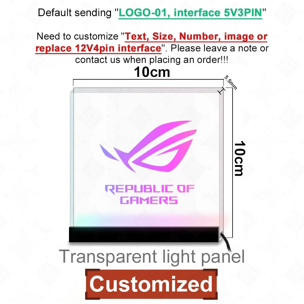 ICY MOD Transparent Acrylic ARGB Luminescent Board Customized VGA Side Decorative Panel PC Case Appearance MOD Computer Gamer