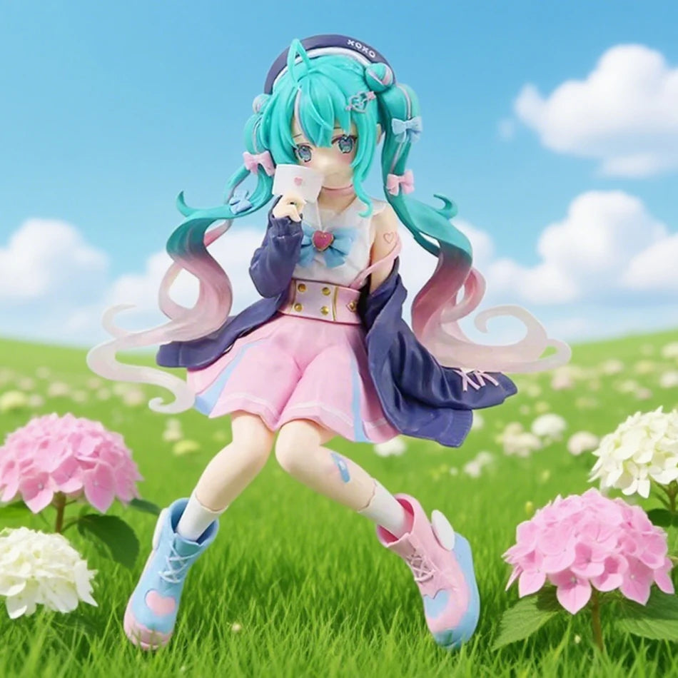 Hatsune Miku 14.5cm Macaroon Sailor Uniform Kwaii Virtual Singer Girl Anime Model Figures Car Desktop Periphery Oranment