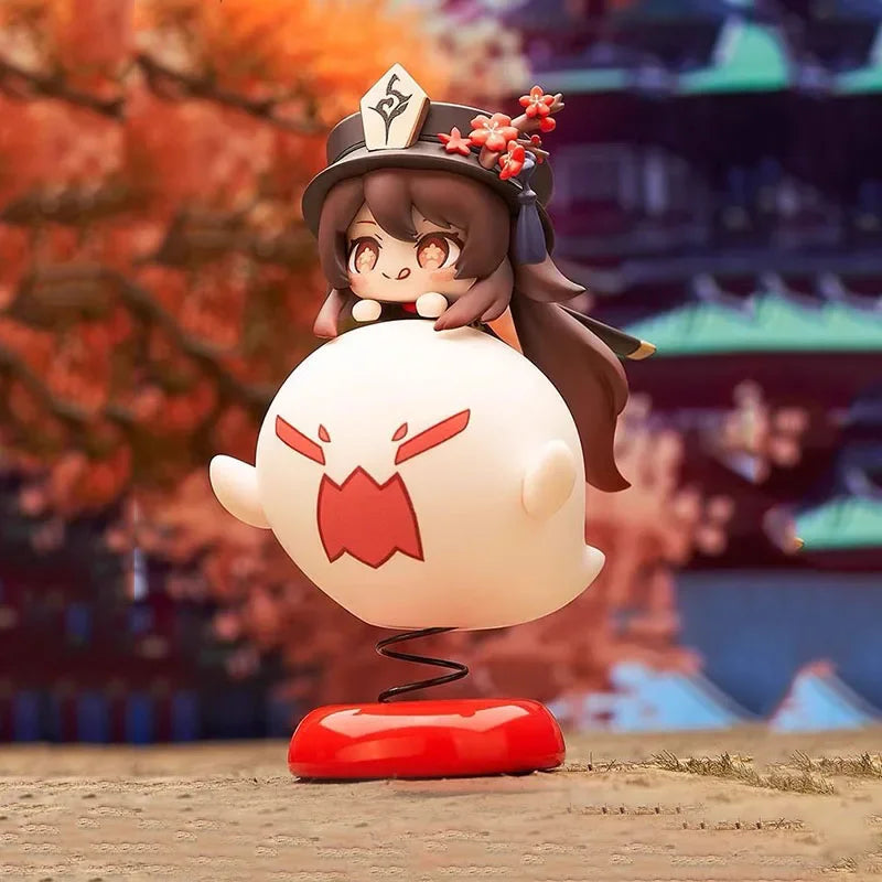 10cm/3.94in Genshin Impact Hu Tao Action Figure Cartoon Cute Ornaments PVC Grils Model Q Edition Collection Desktop Display Toys