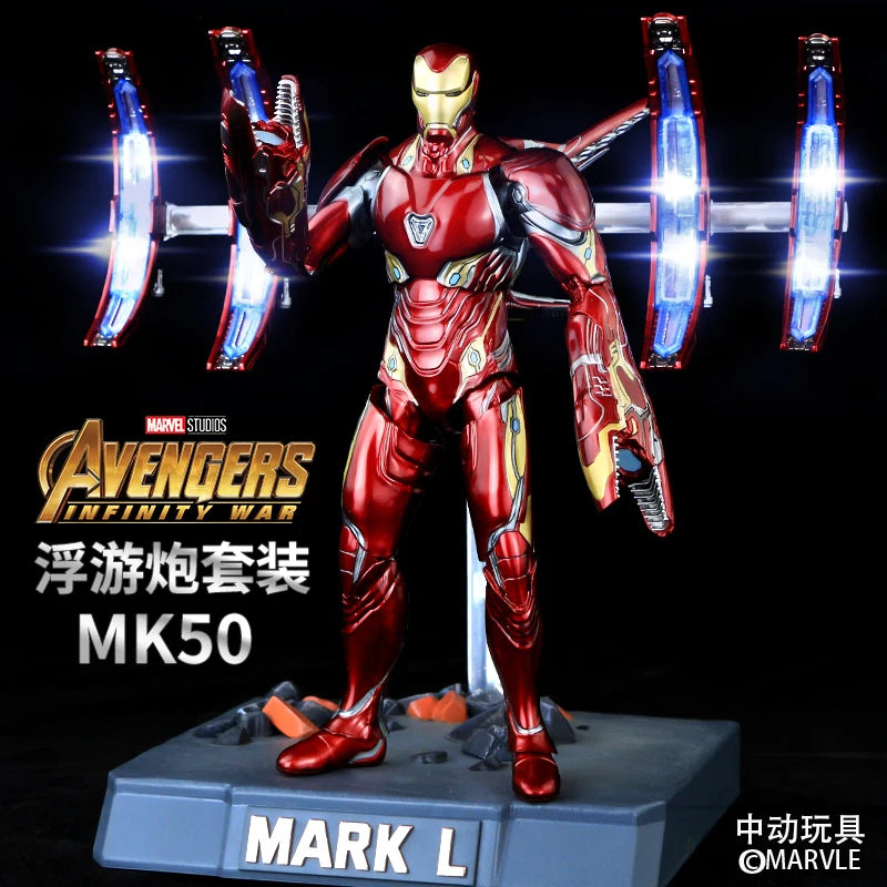 Iron Man MK50 And Mk50 Weapon Accessory Scene Set Action Figure Movable Can emit light Model Avengers Pvc Action Toy For Gift