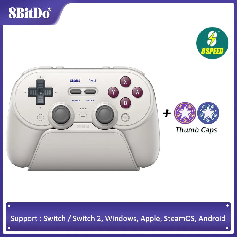8BitDo - Pro 3 Bluetooth Controller for Nintendo Switch 1/2,PC,Windows, Apple, SteamOS, Android with Charging Dock TMR Joysticks