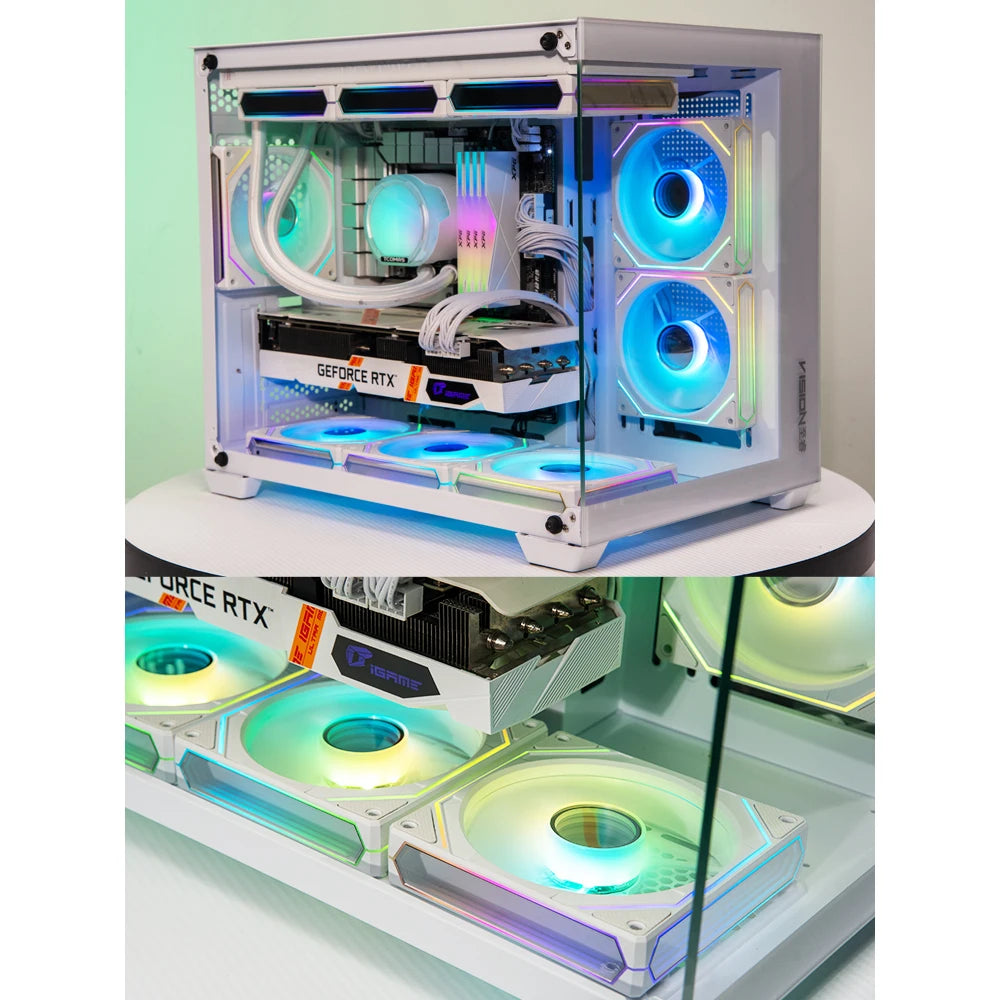 120mm ARGB CPU Fan - 3-Sided Infinite Mirror Lighting, 5V 3-Pin Cooling Fan for Gaming PC - Jungle Leopard Prism 6 Pro