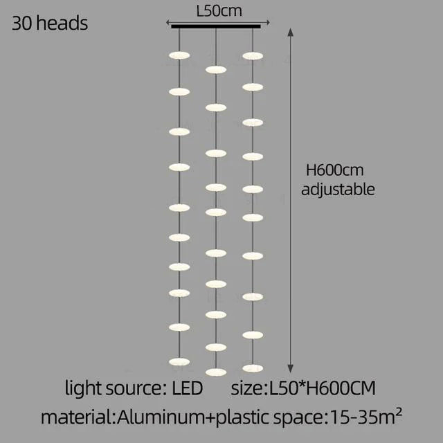 Modern Led staircase chandelier living room hanging light designer Villa duplex building  oval string attic pendant lighting