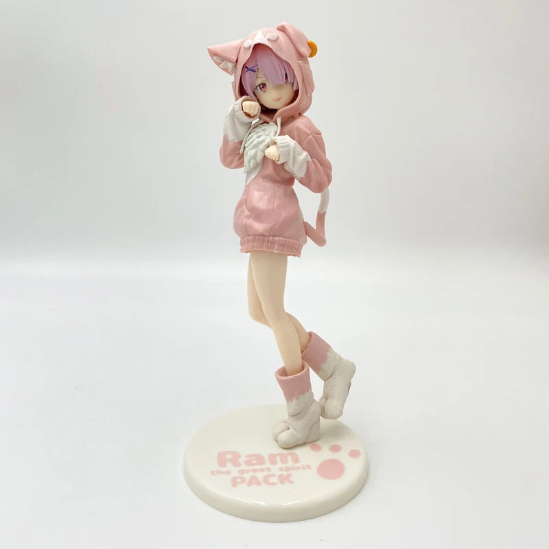 22cm Re:ZERO Starting Life in Another World Ram/Rem Anime Girl Figure Fluffy Pack Ram/Rem Action Figure Adult Model Toys Gifts