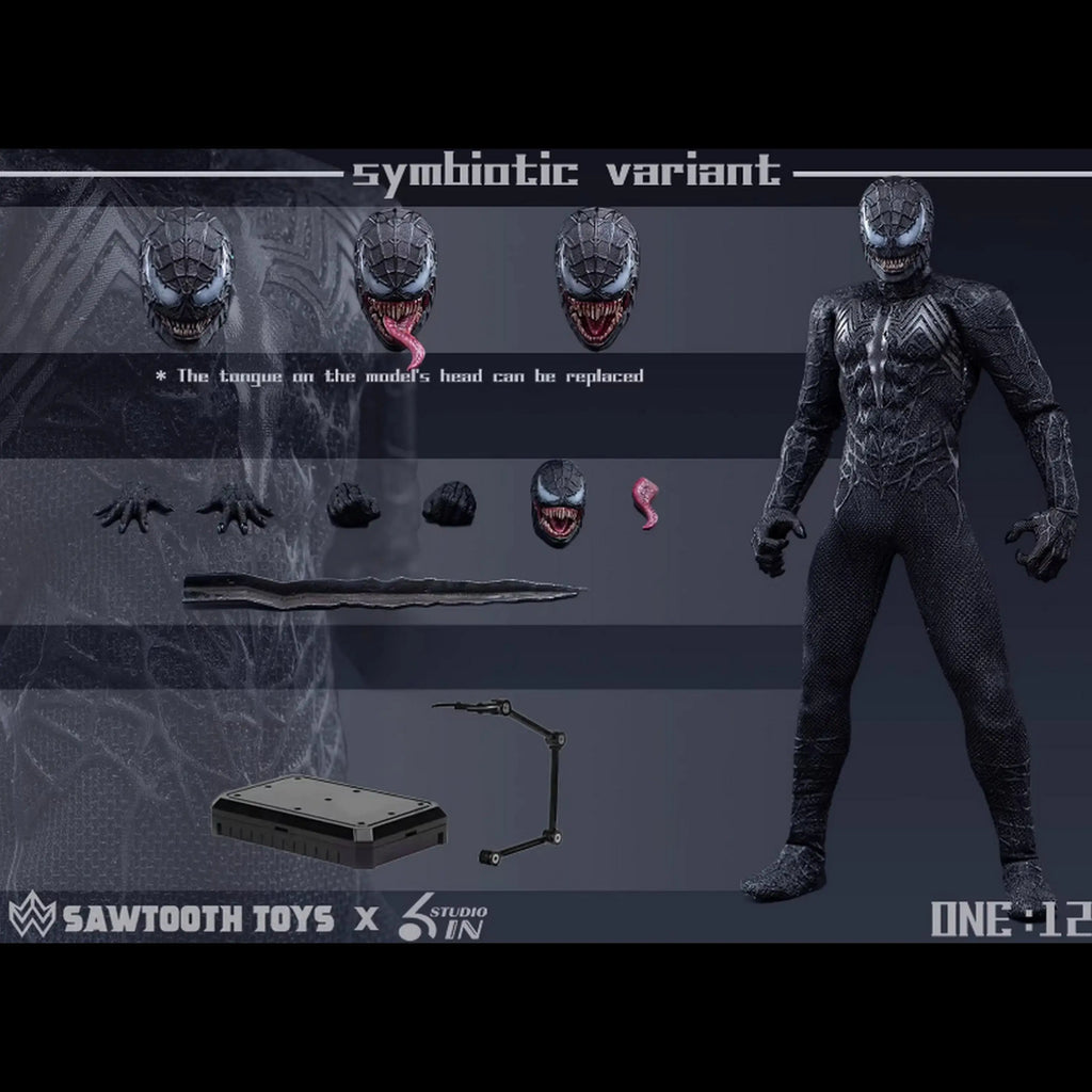 6in & Sawtooth Toys 1/12 Scale Venom Spider-Man Symbiotic Variant Action Figure Anime Peripheral Model Trendy Toys Desktop Doll