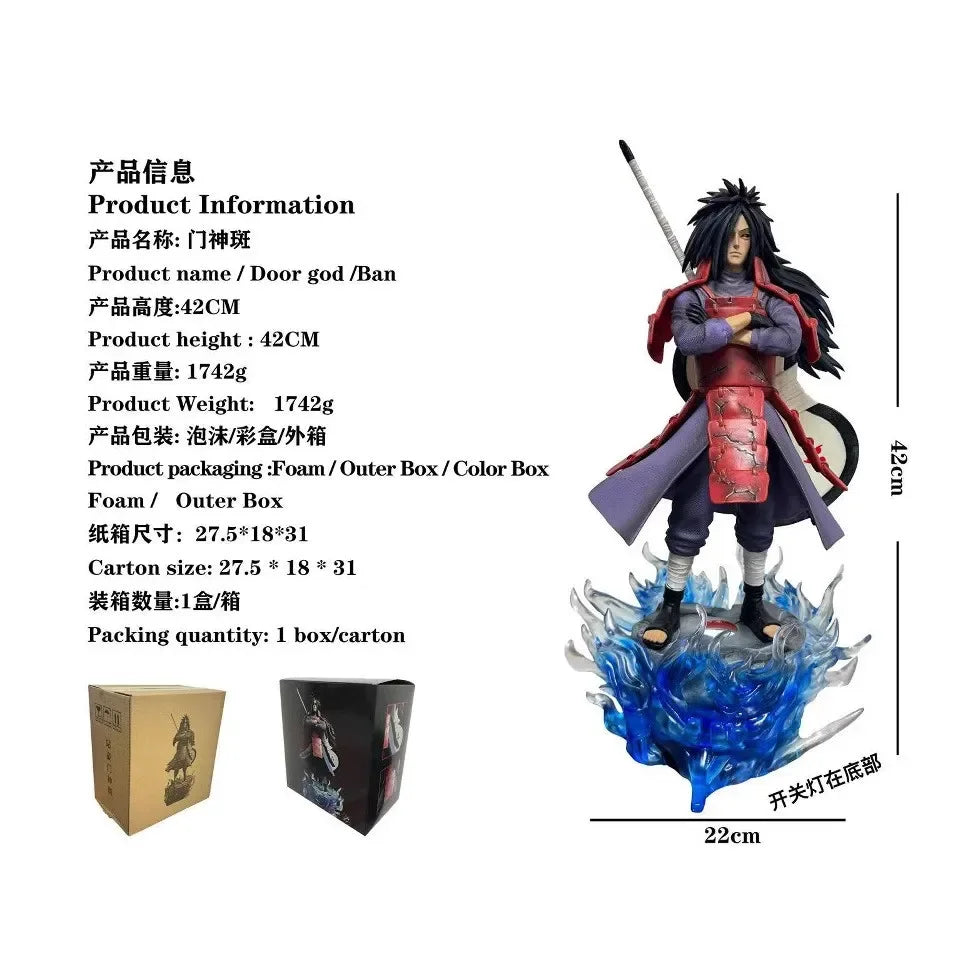 Naruto Anime Handmade CW Door God Spotted Soil Reincarnation Uchiha Madara 42CM Model GK Statue Trendy Play Ornament Wholesale