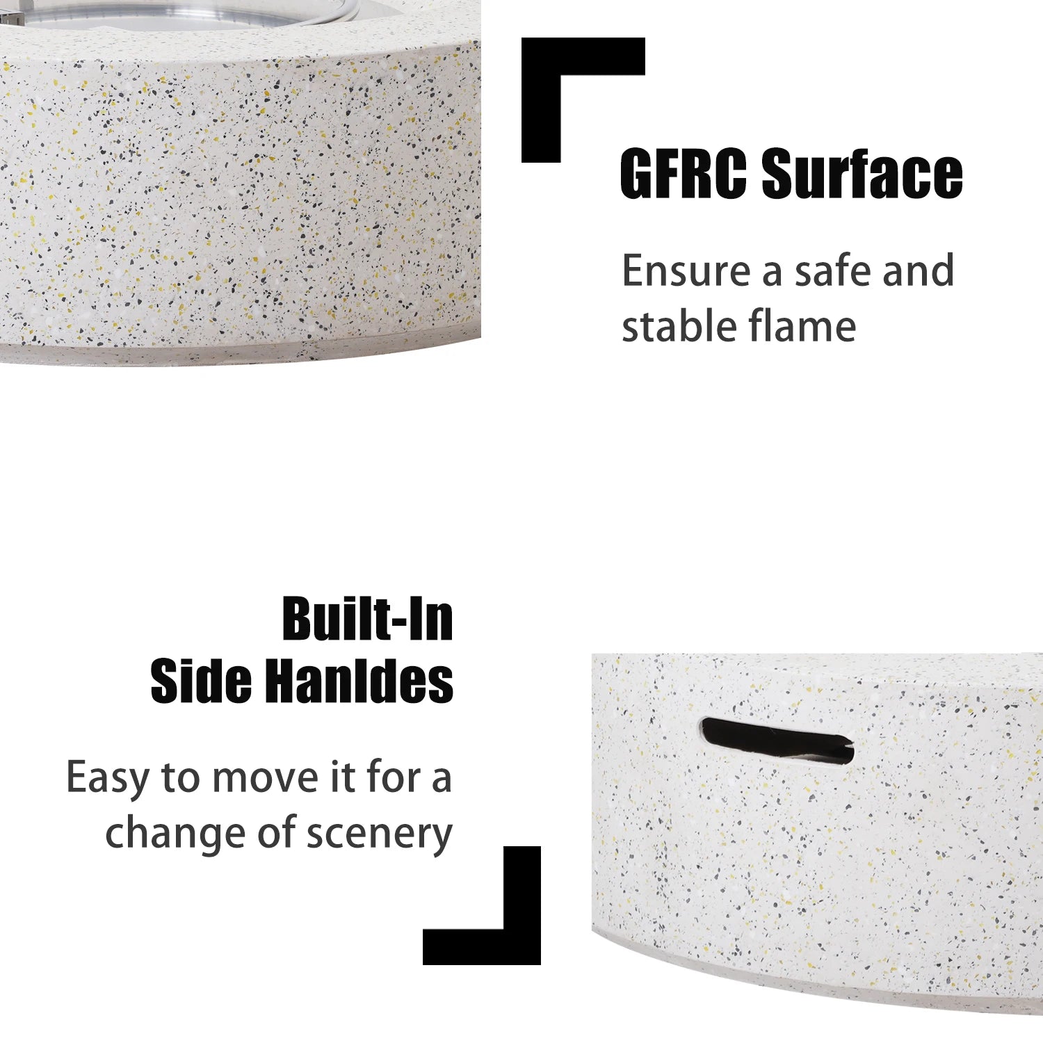 56 x 28 Zoll große graue Feuerstelle, Propan-Feuertisch-Set für den Außenbereich, rechteckiger Beton (50.000 BTU) mit 20 lb Tanktisch, Windschutz