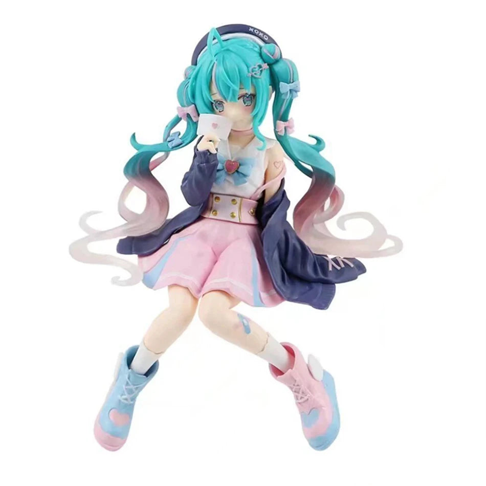 Hatsune Miku 14.5cm Macaroon Sailor Uniform Kwaii Virtual Singer Girl Anime Model Figures Car Desktop Periphery Oranment
