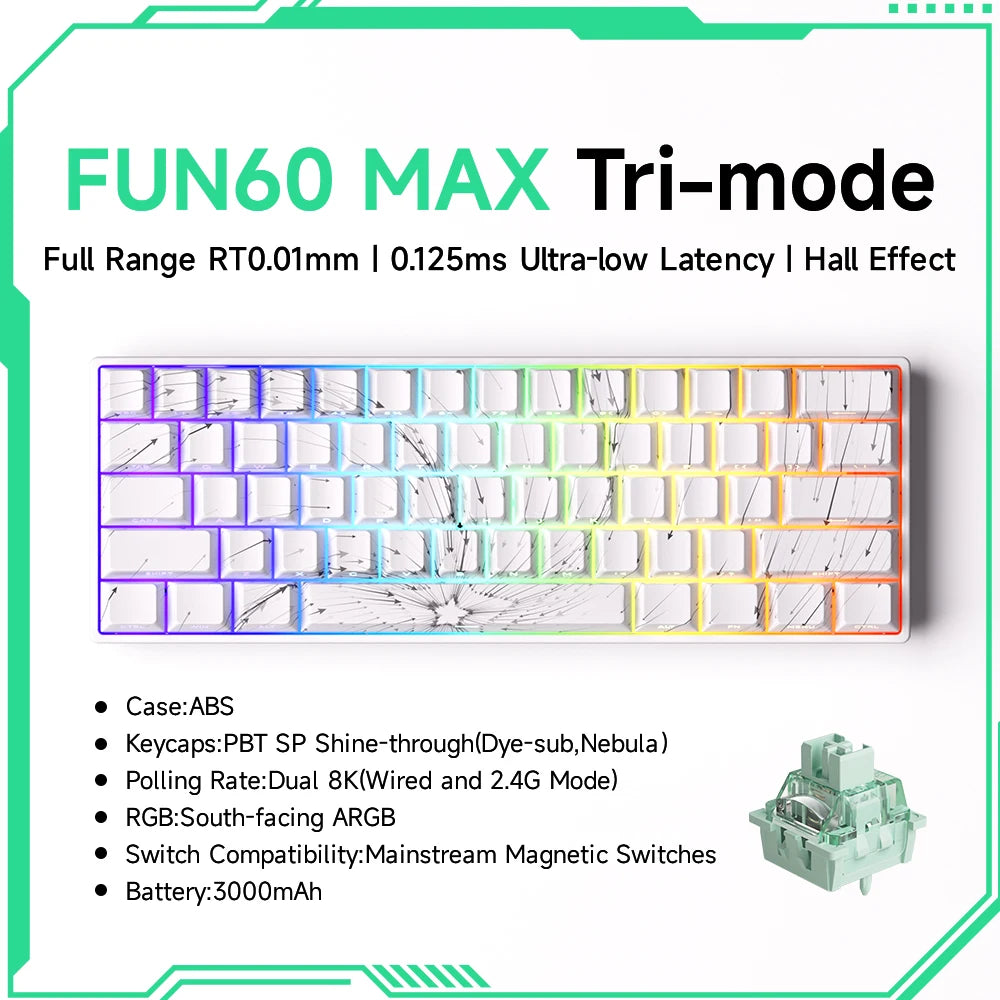 Akko MonsGeek FUN60 Mechanische Tastatur Magnetische Schalter 60% Gaming Tastaturen Schnelle Trigger 0,01mm 8K ARGB HE/TMR Custom Tastatur