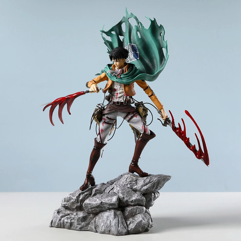 Mikasa Levi Ackerman Battle Damage Ver PVC Anime Figure Collectible Statue Doll Model Gift Toy Decor