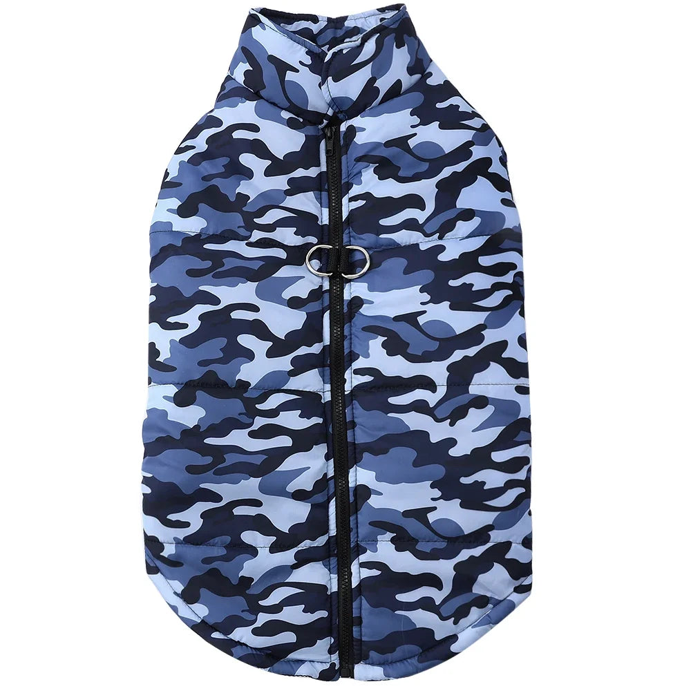 Winddichte Hundekleidung für kleine, mittelgroße und große Hunde, Katzen, Winterwelpen, Camouflage-Print, warme Kleidung, Golden Retriever-Kostüme