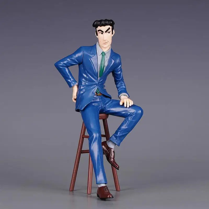 19cm Nohara Hiroshi Anime Figures Suit Nohara Shinnosuke Father Garage Kit Model Desktop Ornament Children Toys Birthday Gifts